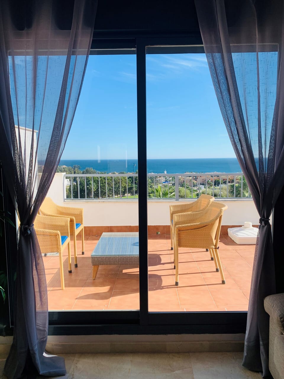 View out from lounge to terrace and beyond