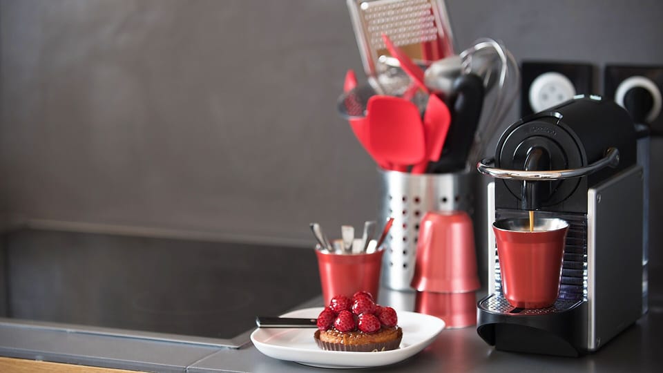 Detail pof kitchen with Nespresso machine