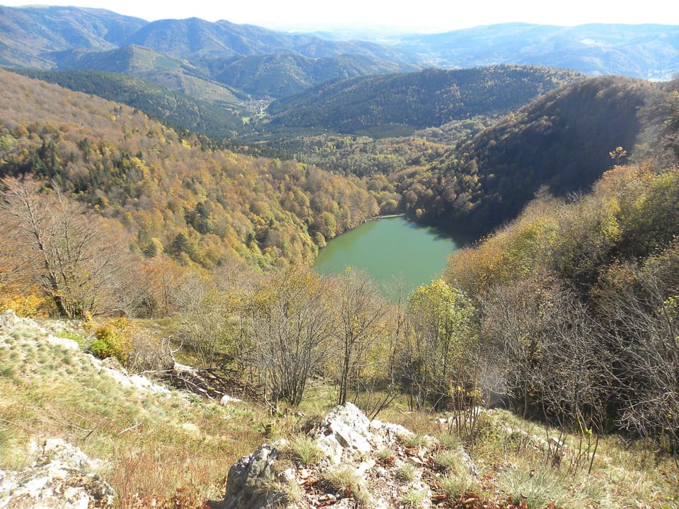 Glacial lake in mountains overlooking Storckensohn