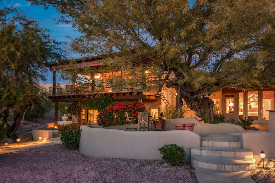 Behold the enchanting evening vista of all three Casitas, with the Loft in the upper left. A constellation of coziness awaits under the night sky. 🌟🏡🌙 #NighttimeCharm