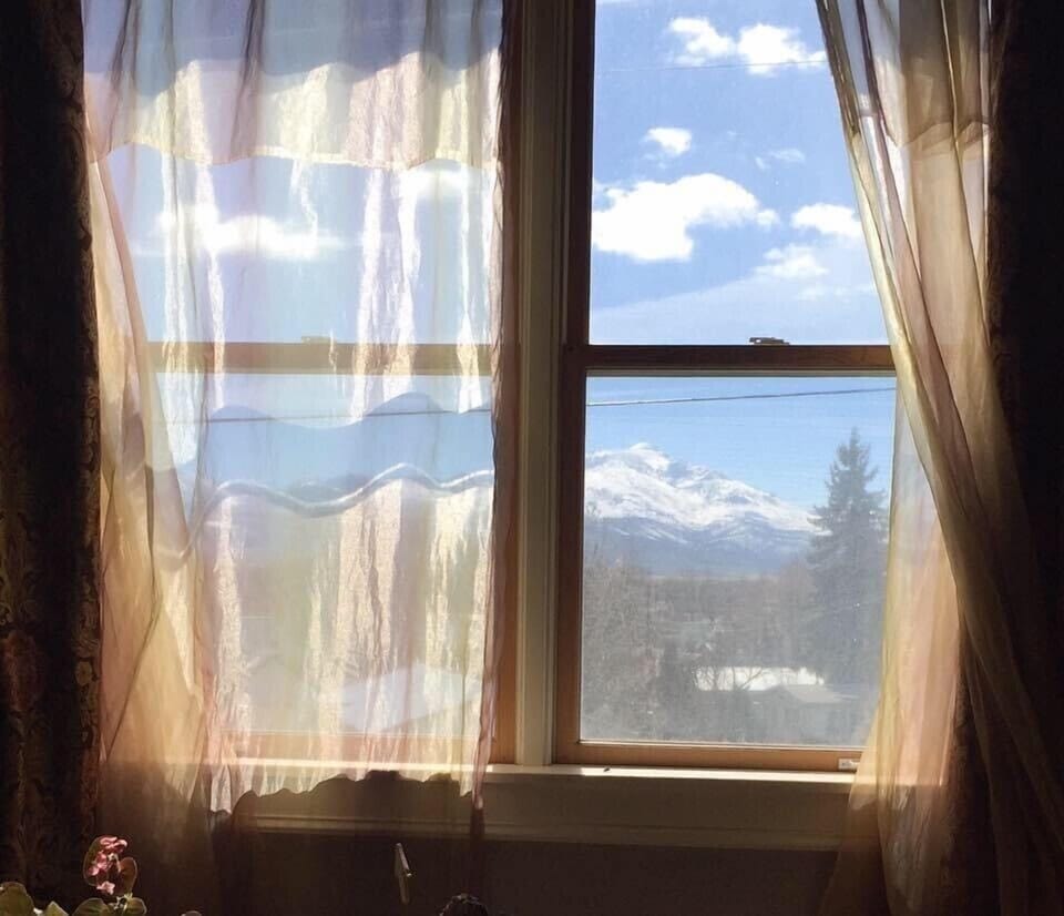View of Strawberry Mountain from downstairs sitting room 