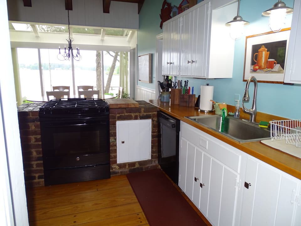 Gas Range and Large Farm Sink