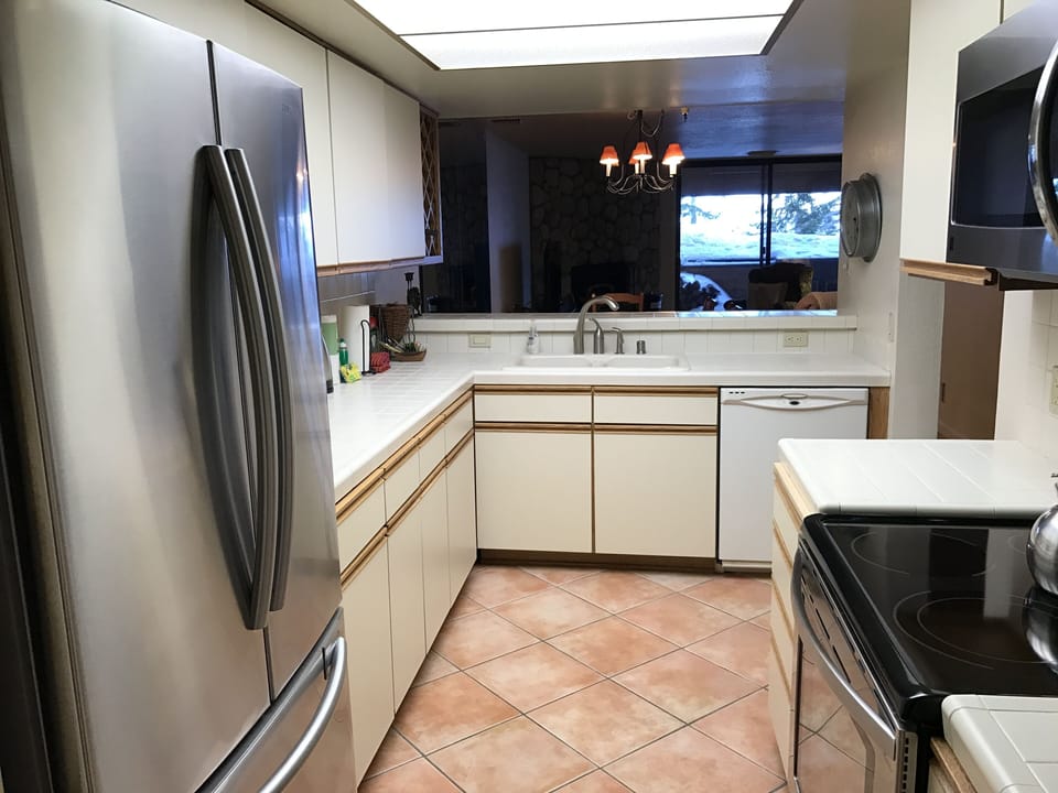 Fully stocked kitchen.