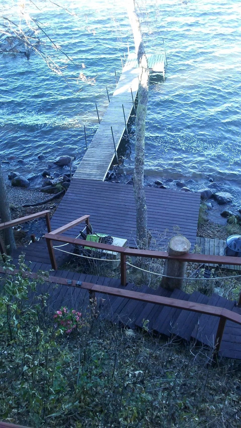 Lower deck at lake.