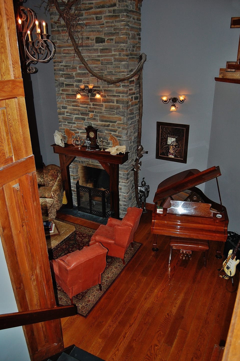 Great Room, Piano, Fireplace, Parlor seating, Thurman...
