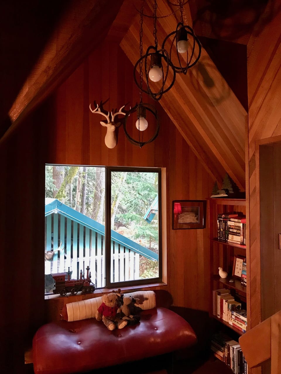 Cozy reading nook for whiling away lazy mountain-time afternoons.