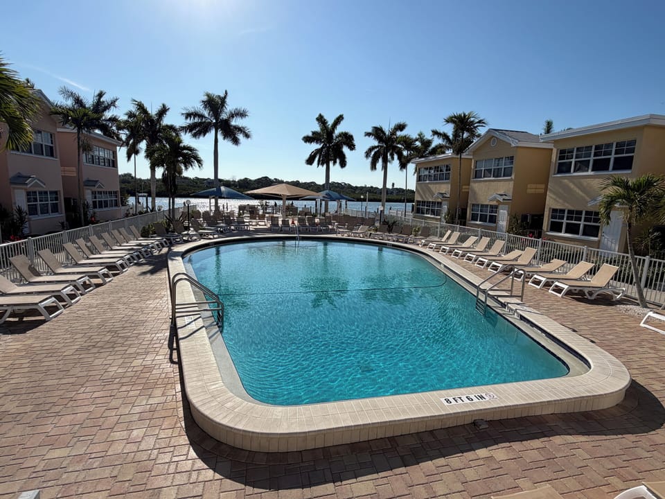 Large heated pool on intracoastal waterway. 