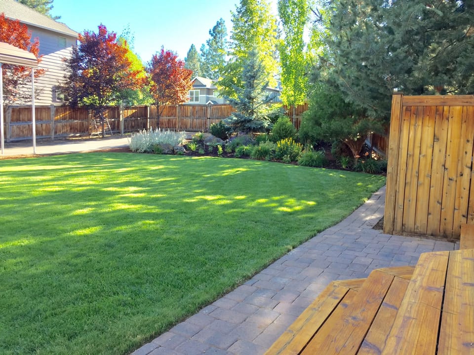 Backyard lawn view from deck