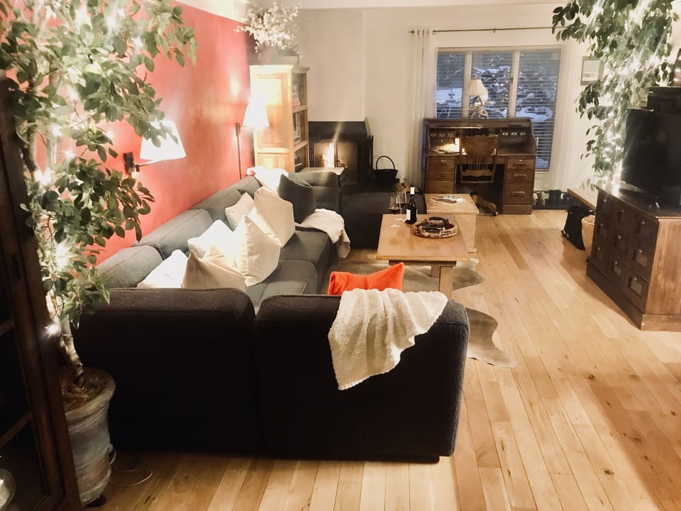 Living Room in Low Light with all Lamps On
W Facing