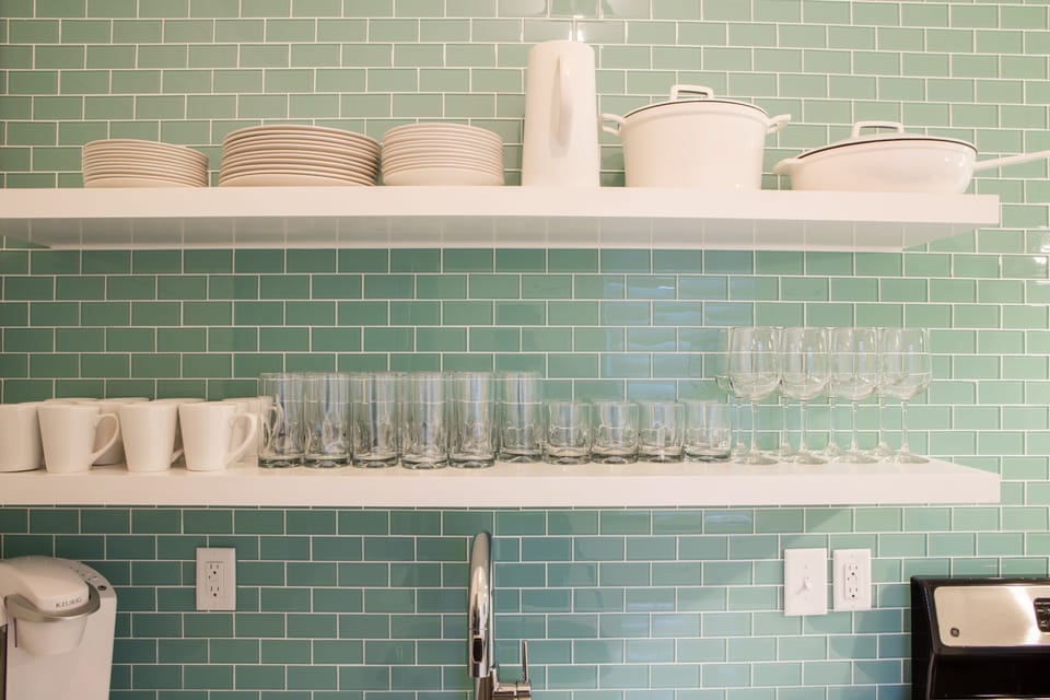 Crisp and clean open shelving.