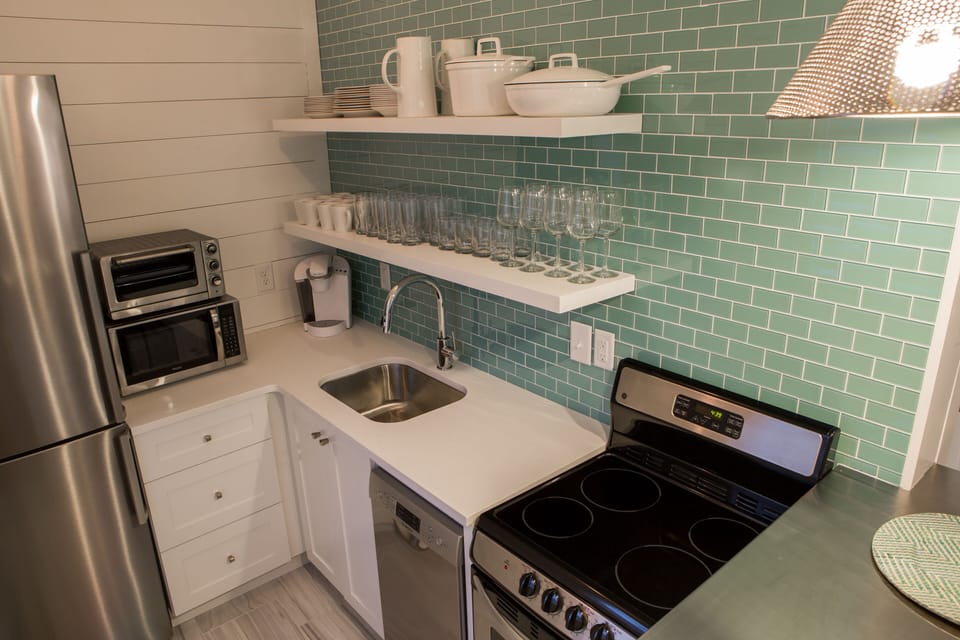 Aerial view of the kitchen.