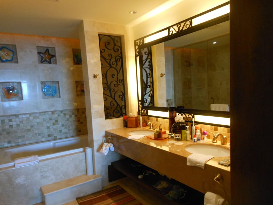 Master Bath vanity. Resort supplies blow dryer, soap, shampoo and conditioner