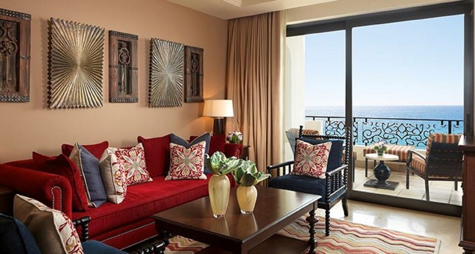 Living area, shows balcony