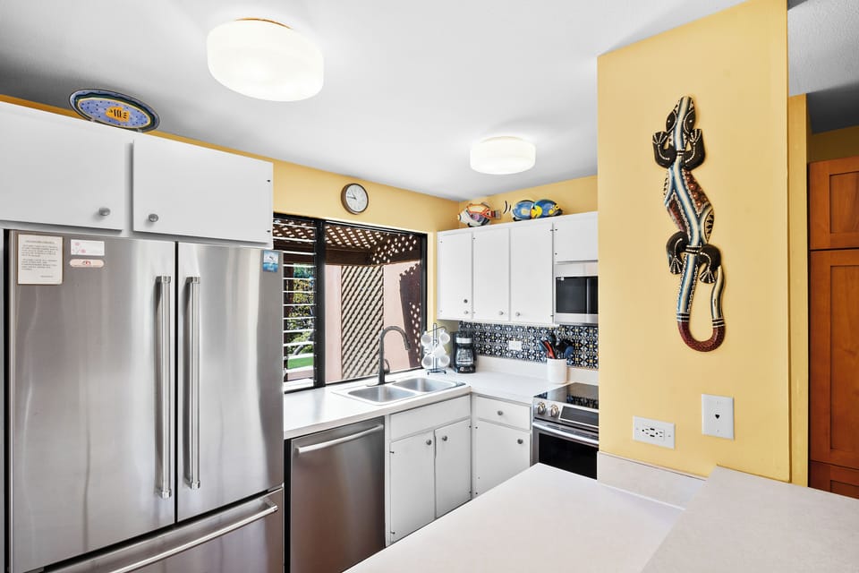 Well stocked kitchen.