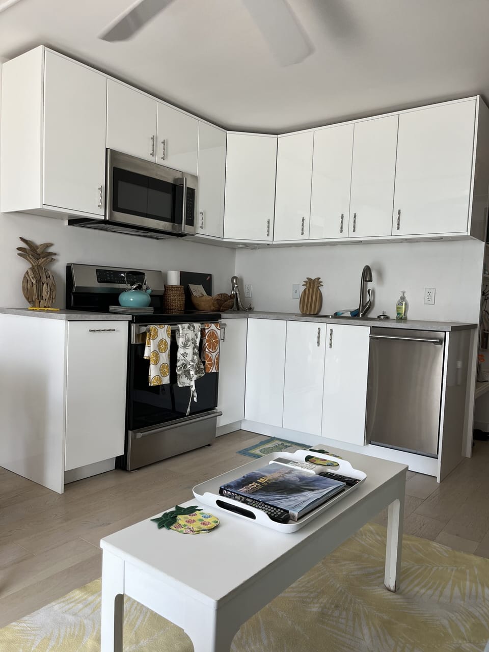 New high-end cabinets. Nutri-bullet, 
juicer, coffee maker, toaster