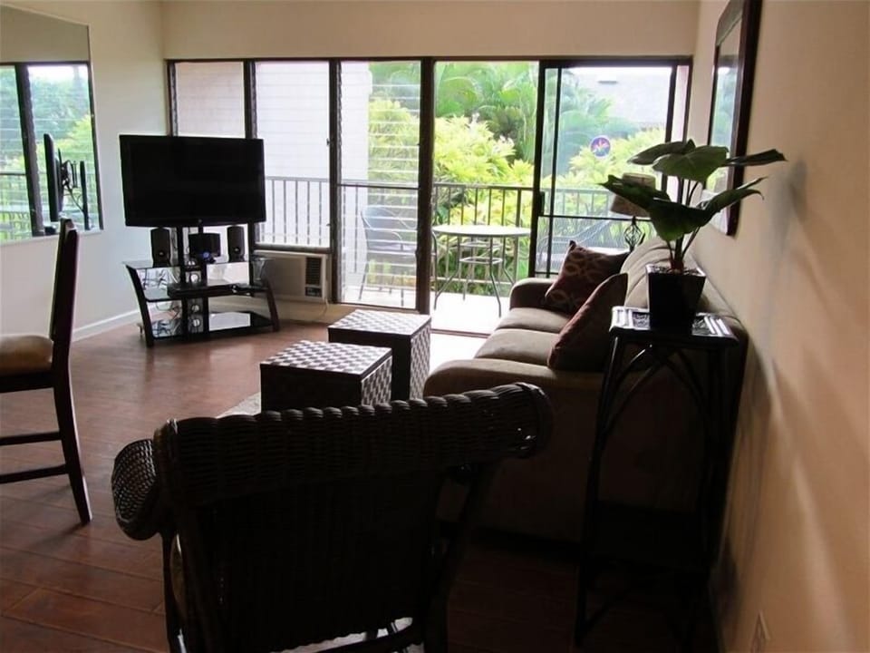 Wood floors in the living for an elegant look.