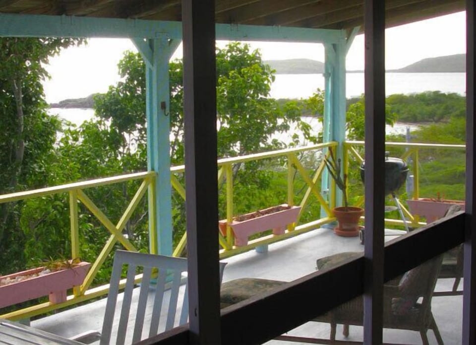 View to Luis Pena Cay from kitchen/living room