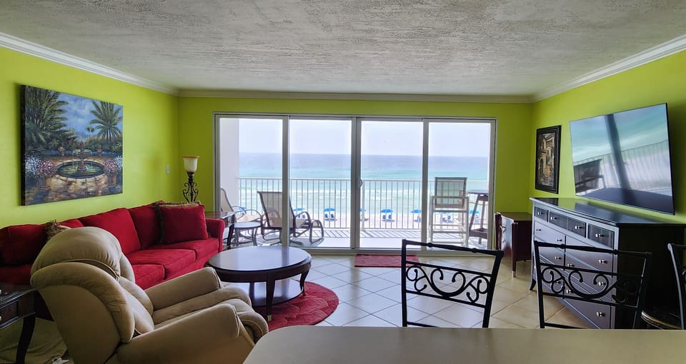 Large living area with Queen sofa sleeper and 65 inch TV and AMAZING view!
