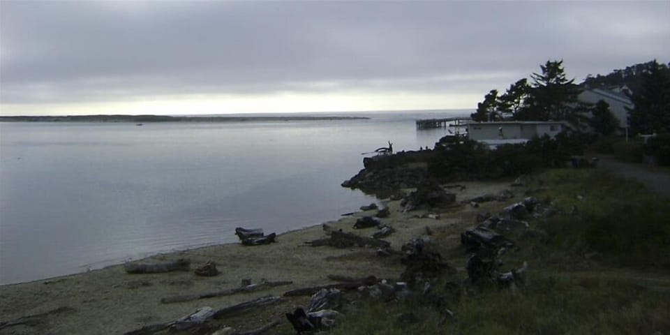 Ocean joining the bay-view from the deck