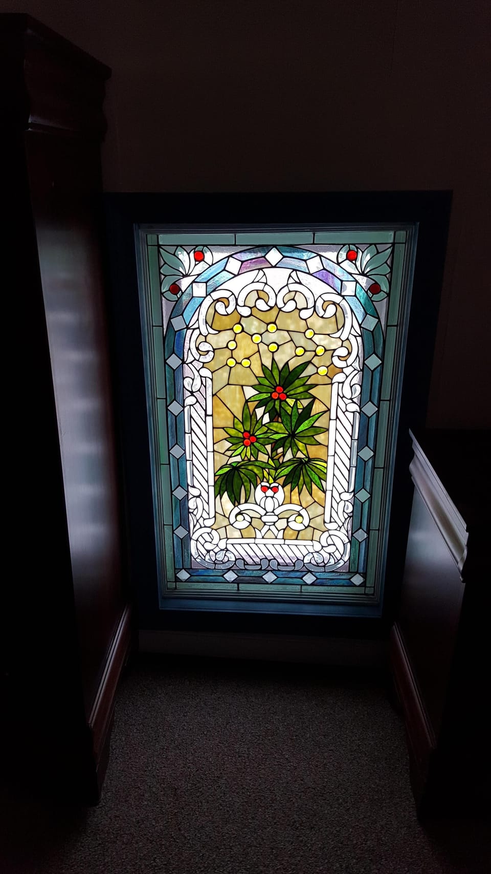 Stained Glass Window in upstairs master bedroom