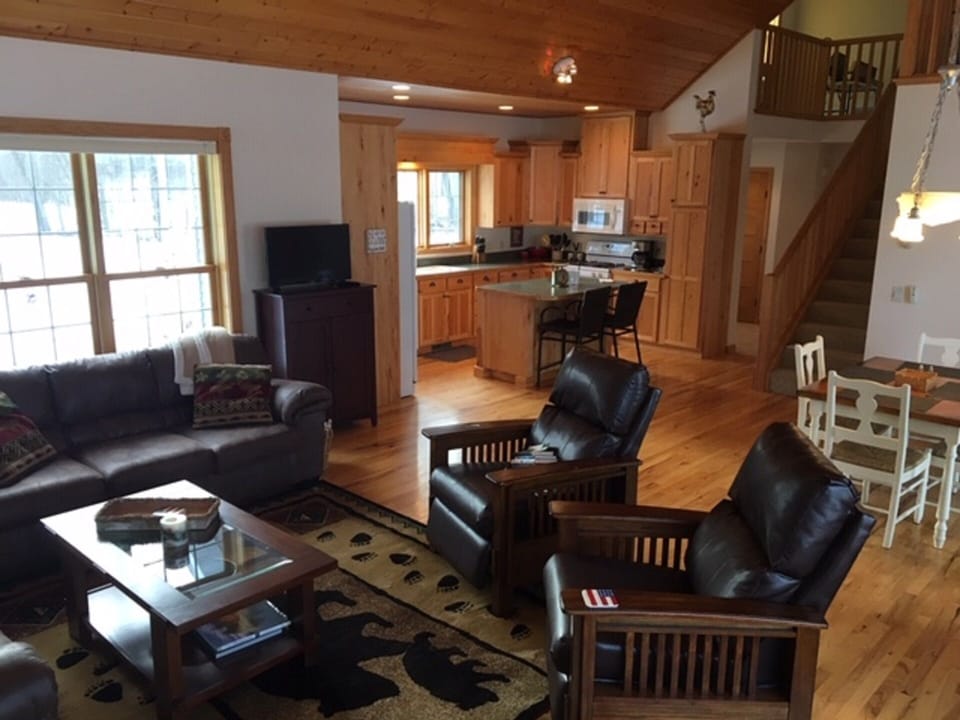 Open concept living room, dining, kitchen