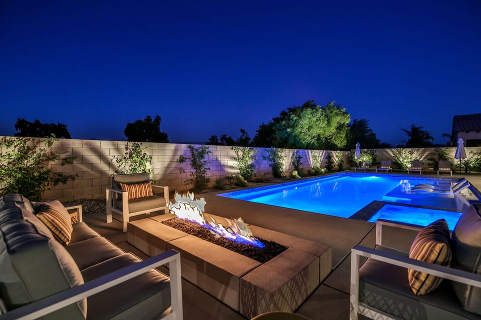 Cozy up next to the fire pit on cool nights 