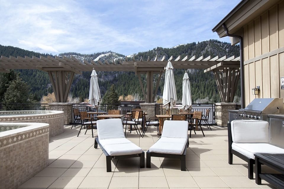 Outdoor residential BBQ and spa
