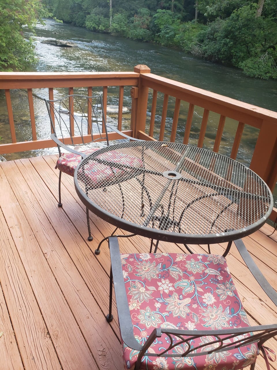 River deck overlooks Cartecay River.