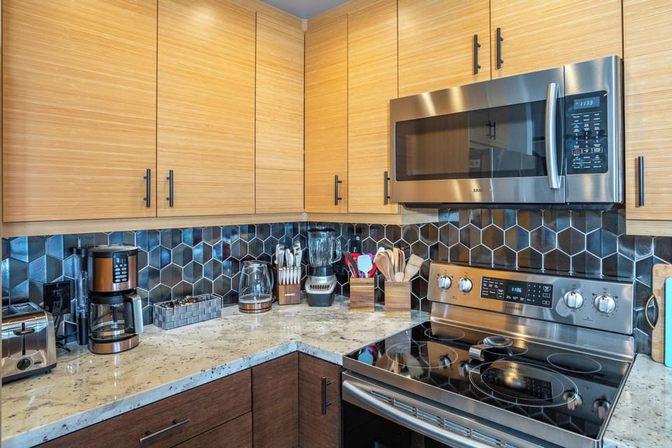 kitchen stocked with gadgets