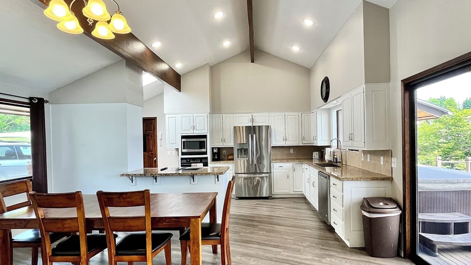 View of dining area and kitchen