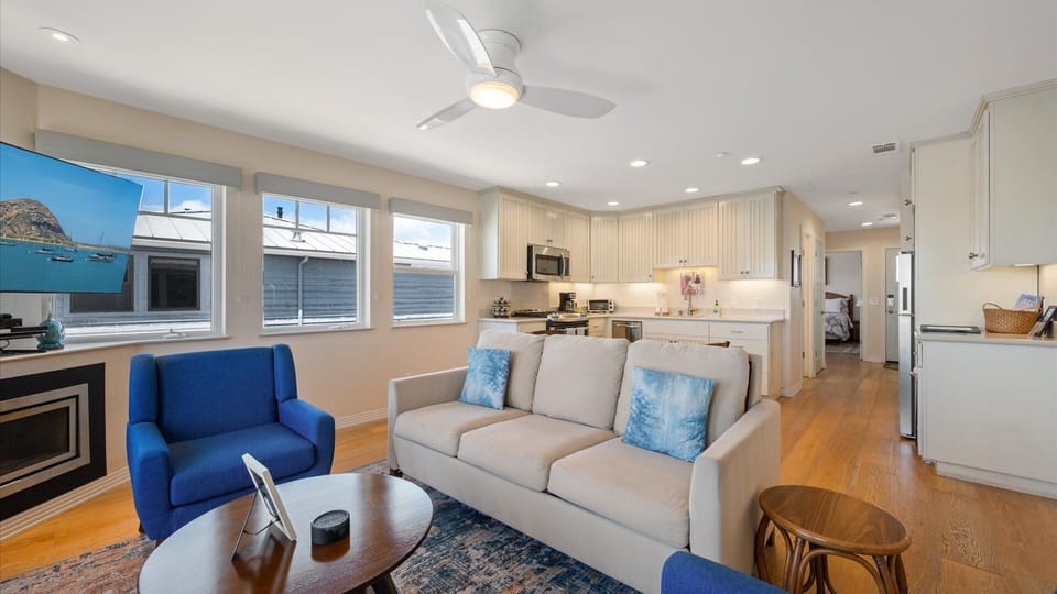 Living room also features a queen size sleeper sofa