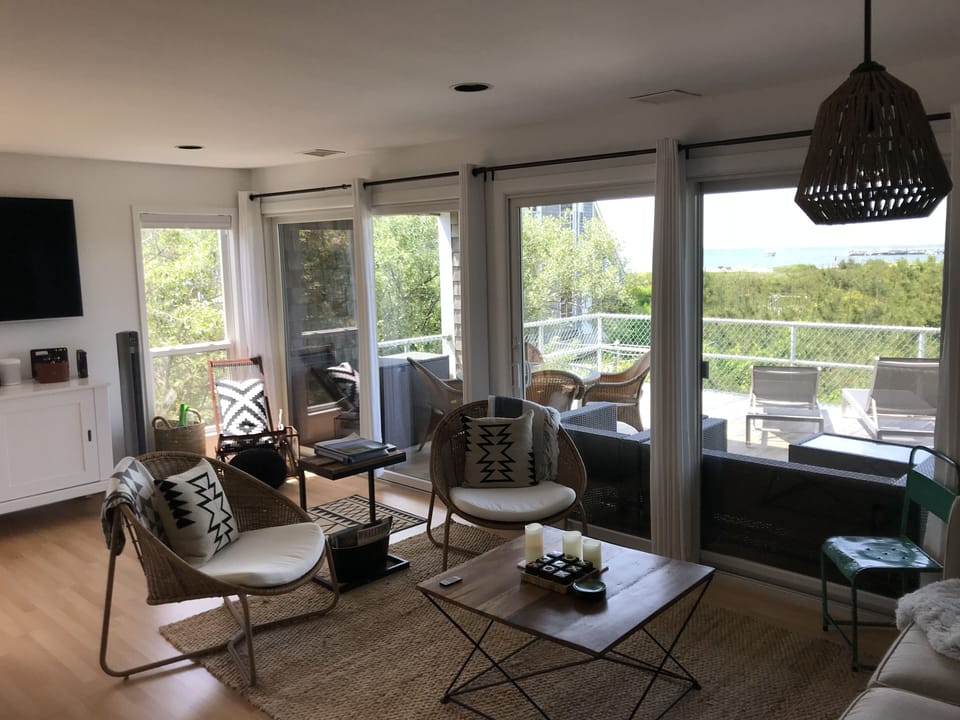 Living room with deck view