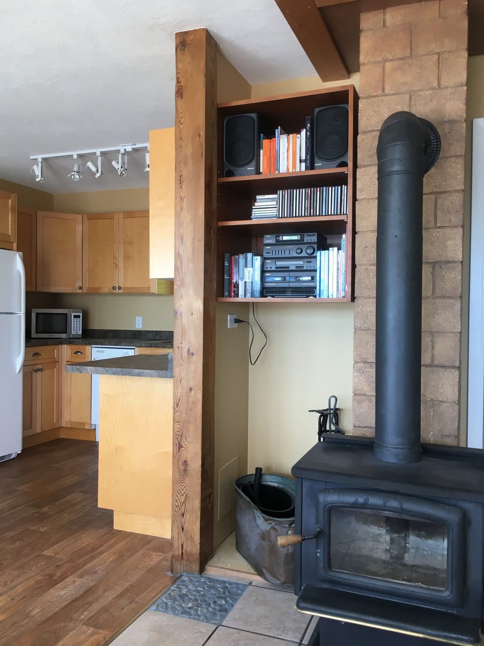 Wood burning stove.