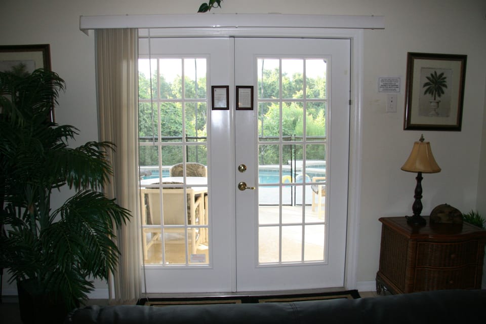 view of the pool from Living Room