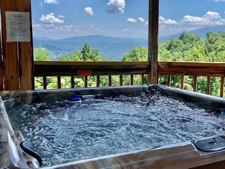 View of Gatlinburg from brand new hot tub.