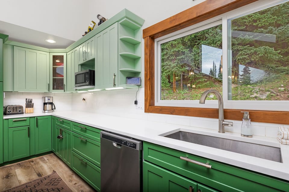 Spacious and well stocked kitchen.  You'll want to cook your meals at home!