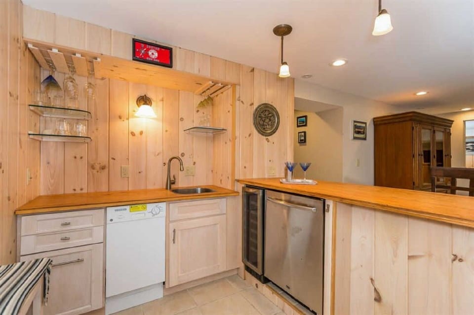 Bar in basement. 