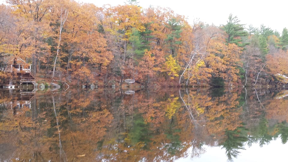 Looking at your private waterfront in the fall from across the pond
