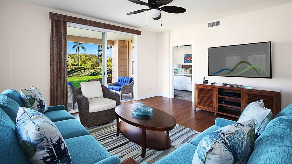 Pili Mai Resort at Poipu #03D - Living Room & Lanai View - Parrish Kauai