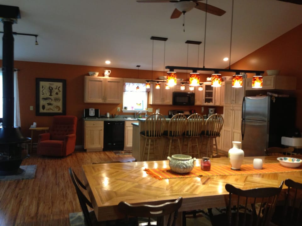 There is plenty of room at this beautiful hand-made table.