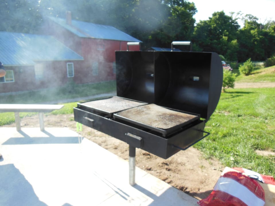 Charcoal Grill holds up to 46 hamburgers