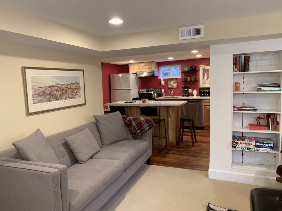 living room open to kitchen