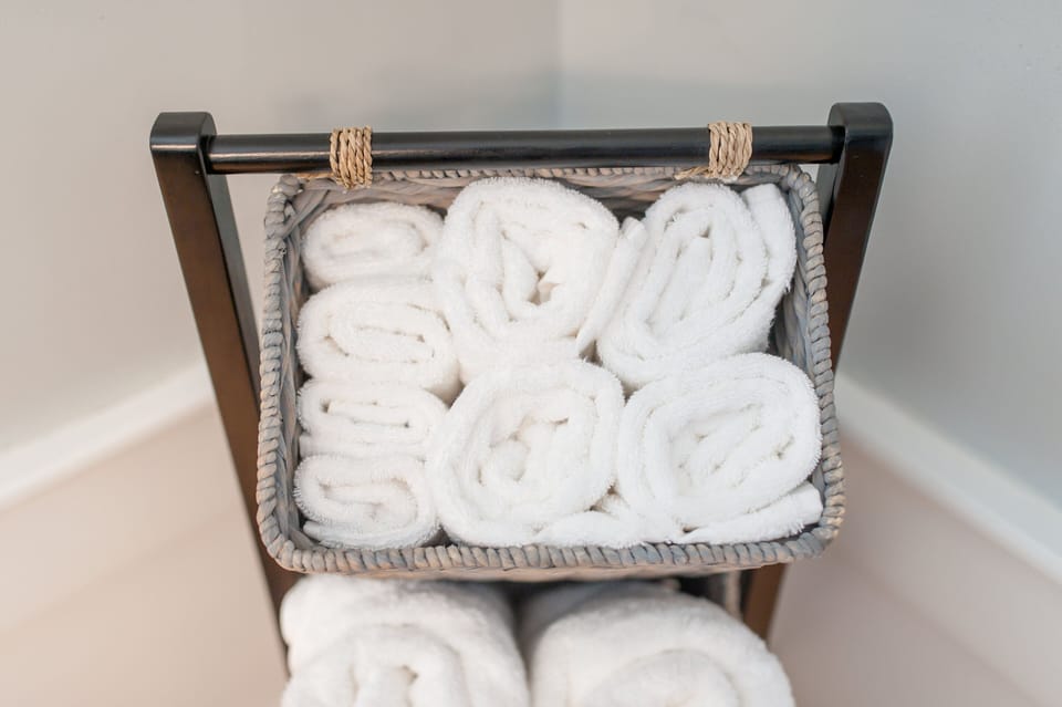 Complimentary bath towels, hand towels, and washcloths