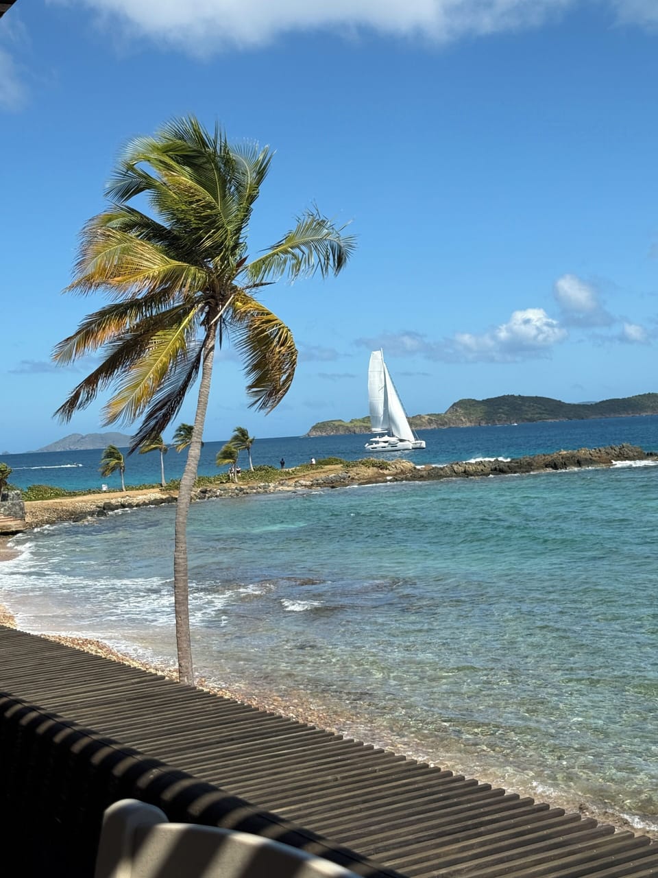 Watch the sailboats go by from the patio