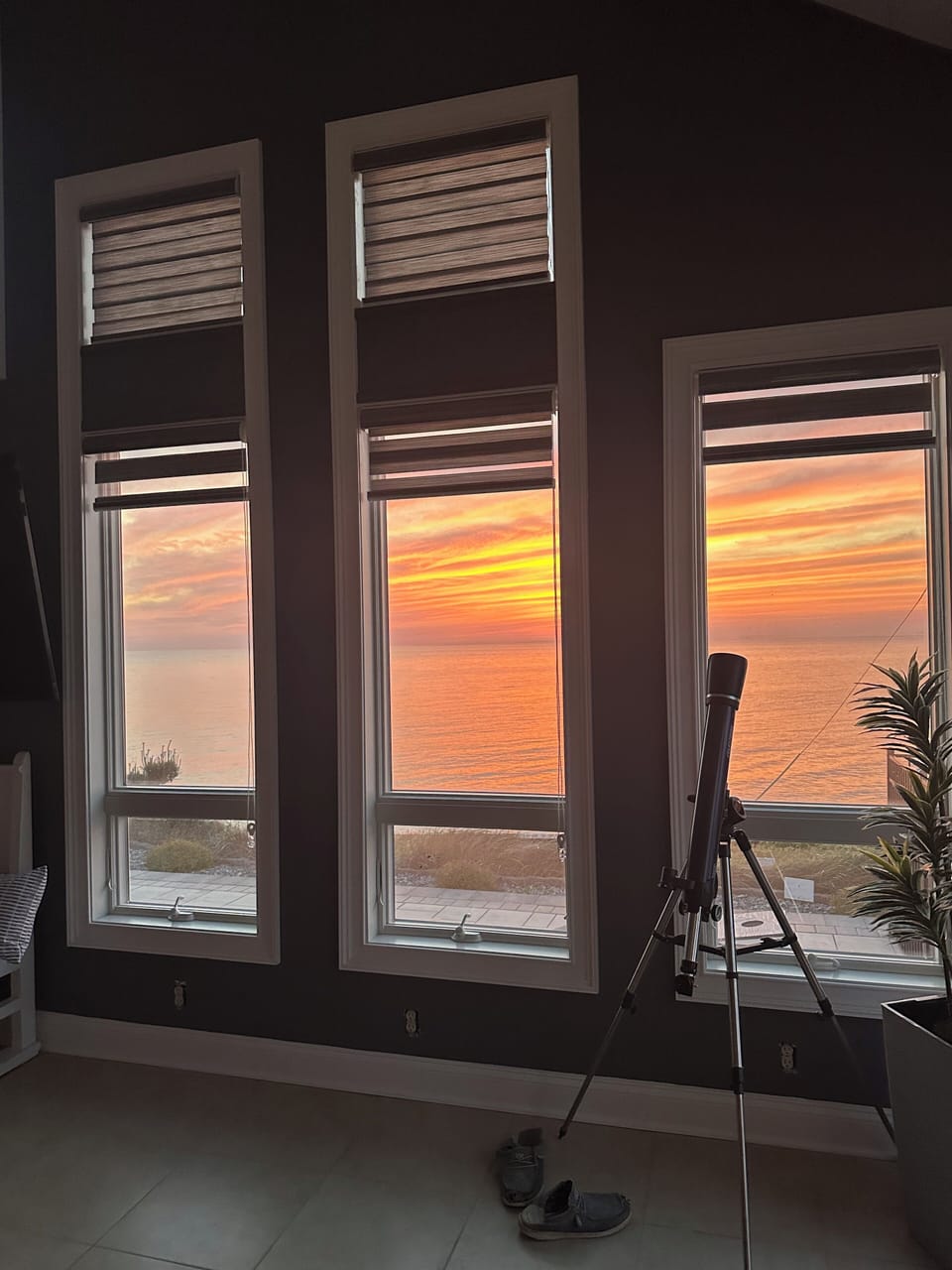 Family room view at sunset 