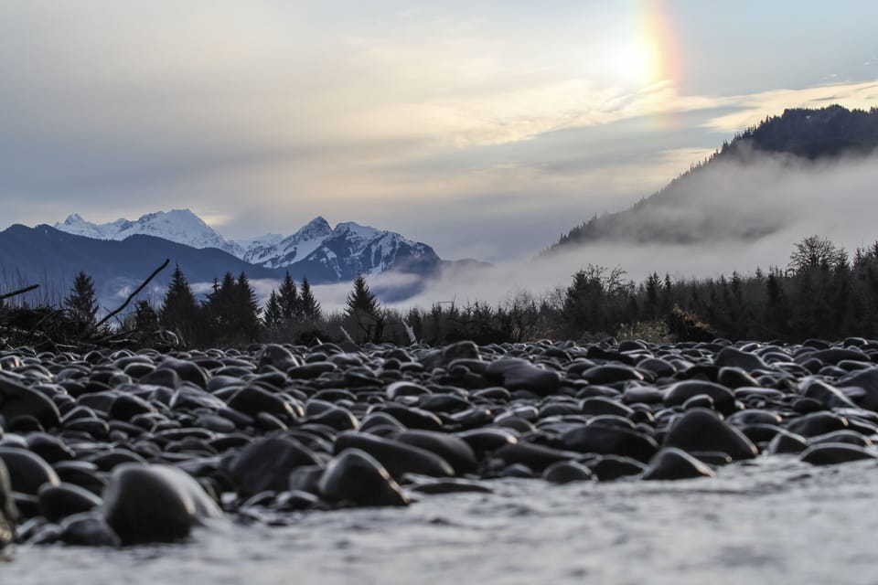 Morning rainbow on the Hoh River.
