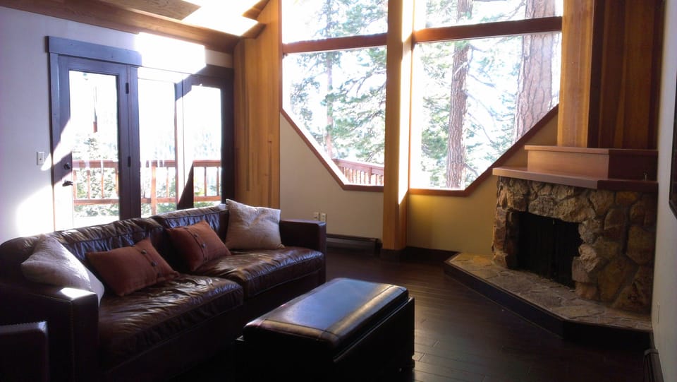 great room with wood burning fireplace