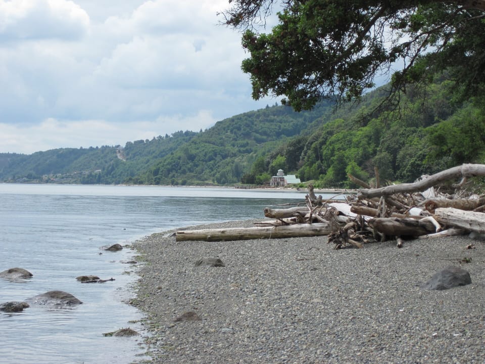 On the beach looking west.  One thousand feet of private beach for agate hunting