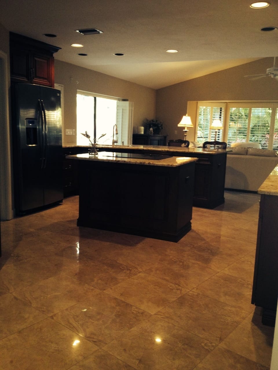 Stunning Italian porcelain flooring.  Convenient center island.

