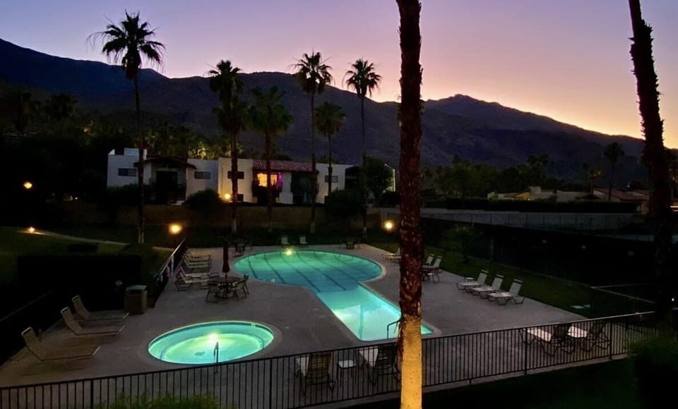 Pool and spa after sunset...